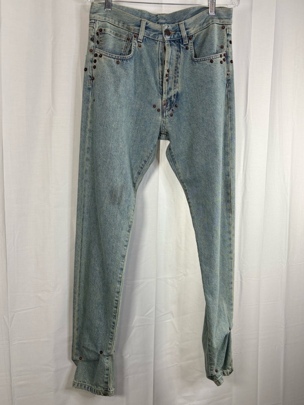 NWT Moschino Light Blue Denim Jeans with metal rivets all over size 4